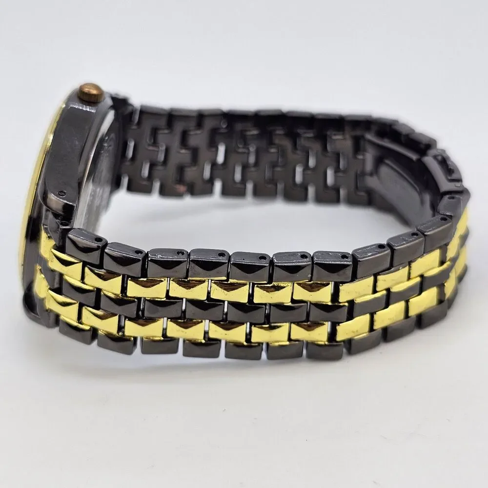 Men's Watch 38MM Black Dial Case Black Gold Bracelet 7.5